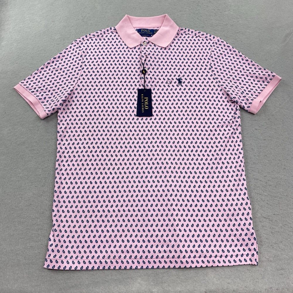 Polo Ralph Lauren Polo Shirt Mens Small Pink Paisley Classic Fit Rugby Pony Golf